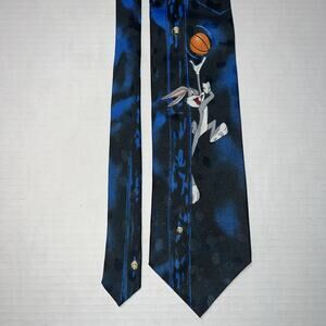Vintage Bugs Bunny Looney Tunes Tie Mens Basketball Blue Black Warner Bros 90s